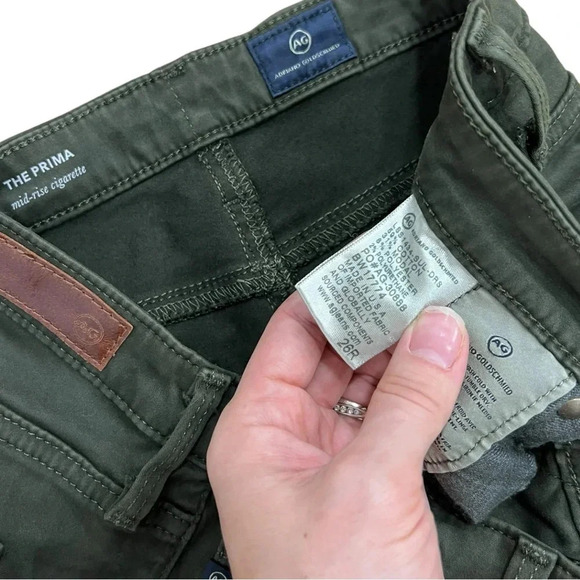 AG Adriano Goldschmied Olive Green The Prima Mid Rise Cigarette Pants 26 - Picture 3 of 3